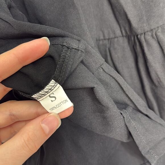 Shy Velvet Black Flutter Sleeve Crossover Sundress Size Small - Picture 6 of 9